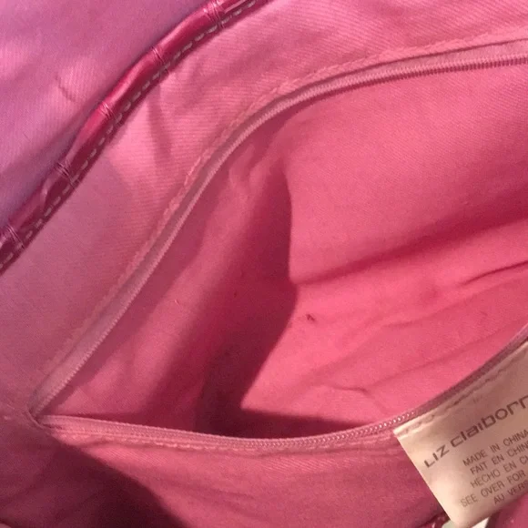 Liz Claiborne Raspberry Pink Crocodile Pattern Handbag - plus Wallet! - Picture 13 of 16